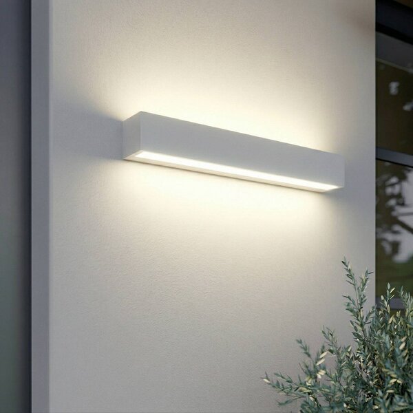 Kinkiet zewnętrzny LED Lengo Lucande, biały / opal, aluminium, nowoczesny