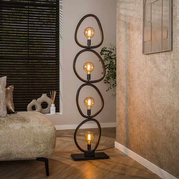 ZIJLSTRA Lampa stojąca Pebble, czarny, salon / jadalnia, metal, nowoczesny