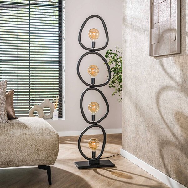 ZIJLSTRA Lampa stojąca Pebble, czarny, salon / jadalnia, metal, nowoczesny