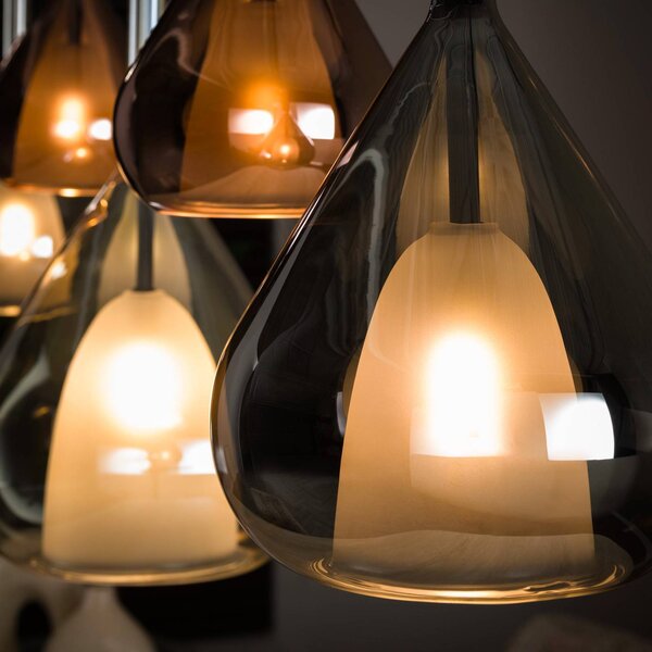 ZIJLSTRA Lampa wisząca Wings, możliwość ściemniania, miedziany, salon / jadalnia, szkło, nowoczesny