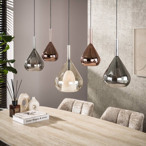 ZIJLSTRA Lampa wisząca Wings, możliwość ściemniania, miedziany, salon / jadalnia, szkło, nowoczesny
