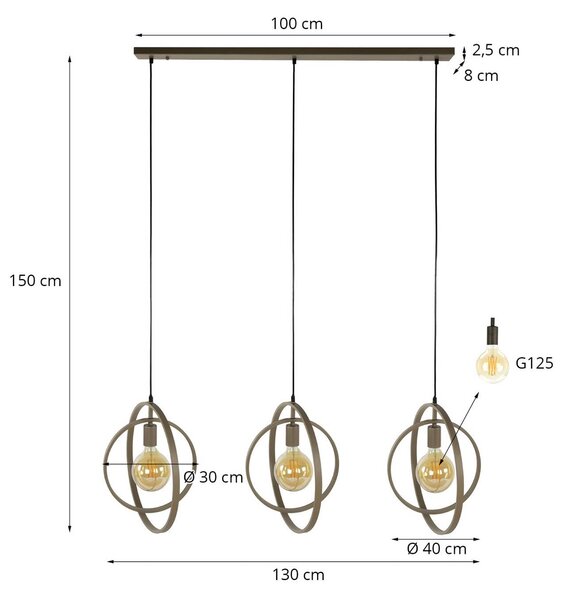 ZIJLSTRA Lampa wisząca Turn Around, możliwość ściemniania, kremowy / amber, salon / jadalnia, metal, nowoczesny
