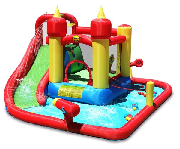 Dmuchany Duży ZAMEK WODNY trampolina zjeżdżalnia basen 2w1 HappyHop