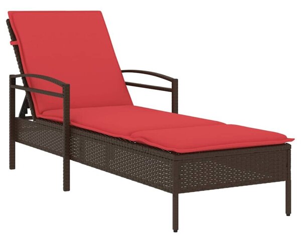 Leżak z poduszką brązowy 63x200x81 cm polirattan (tylko usa)