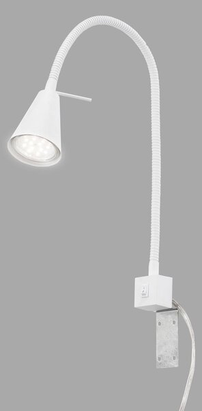 Briloner Kinkiet LED Tuso, biały, montaż na łóżko, metal Tuso, biały / opal, sypialnia, metal, nowoczesny