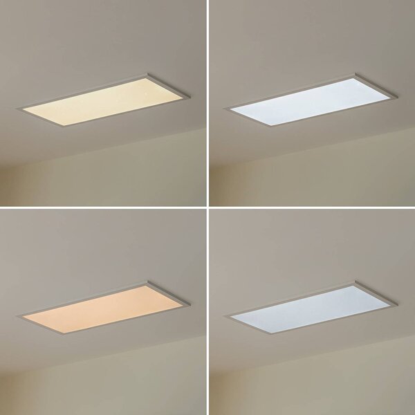Lindby Panel LED Kenma, możliwość ściemniania, biały / opal, salon / jadalnia, tworzywo sztuczne, nowoczesny