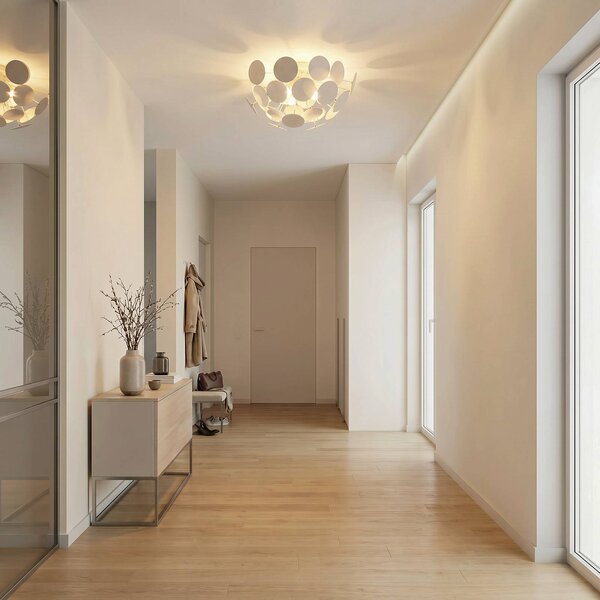 Lampa sufitowa Kinan Lindby, możliwość ściemniania, biały / opal, salon / jadalnia, tworzywo sztuczne, nowoczesny