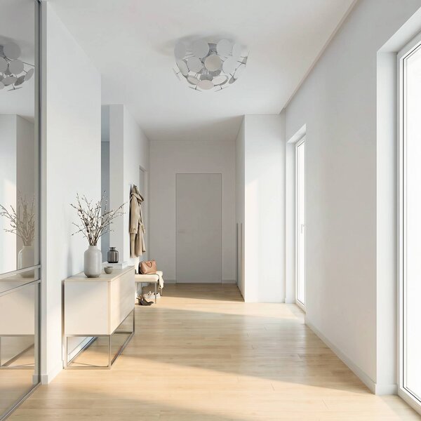 Lampa sufitowa Kinan Lindby, możliwość ściemniania, biały / opal, salon / jadalnia, tworzywo sztuczne, nowoczesny