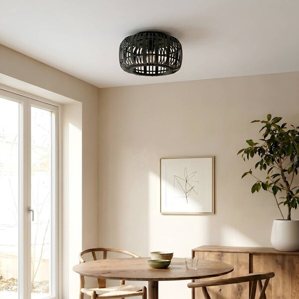 Lampa sufitowa Canyana Lindby, możliwość ściemniania, ciemne drewno, salon / jadalnia, drewno, dworkowy / rustykalny