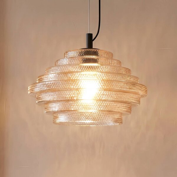 Lampa wisząca szklana Orliana Lindby, możliwość ściemniania, kremowy / amber, salon / jadalnia, szkło, nowoczesny