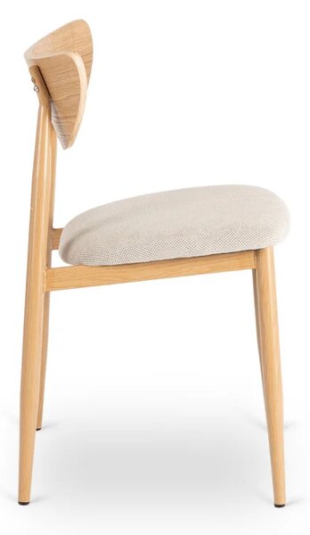 Zestaw Stół Rozkładany Ceramiczny LIZBONA 160-200 cm Dąb i 4 Krzesła BRAGA Kremowe/Dąb