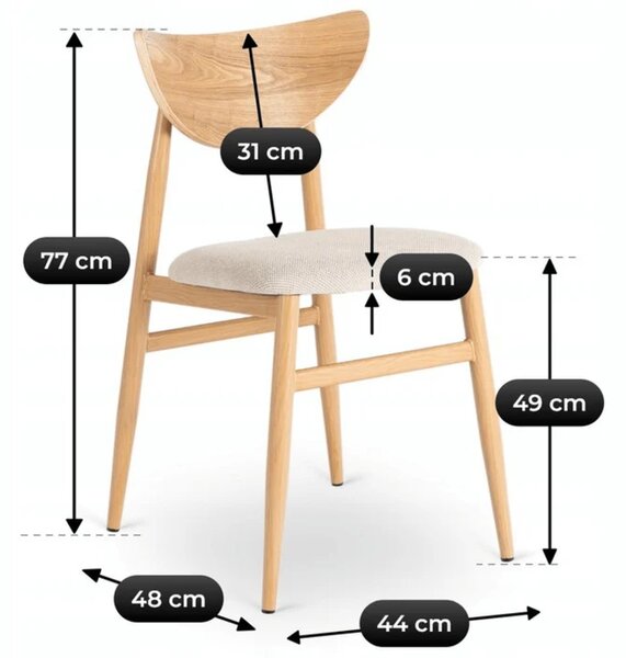 Zestaw Stół Rozkładany Ceramiczny LIZBONA 160-200 cm Dąb i 4 Krzesła BRAGA Kremowe/Dąb