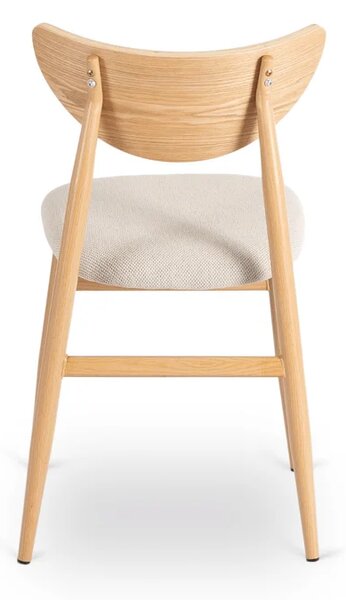 Zestaw Stół Rozkładany Ceramiczny LIZBONA 160-200 cm Dąb i 4 Krzesła BRAGA Kremowe/Dąb