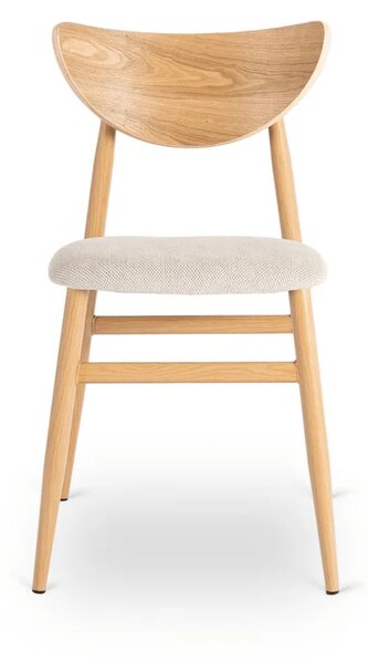 Zestaw Stół Rozkładany Ceramiczny LIZBONA 160-200 cm Dąb i 4 Krzesła BRAGA Kremowe/Dąb
