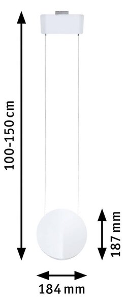 Paulmann URail – lampa wisząca LED Alejandro, kolor sygnałowo-biały, 3000 K, możliwość ściemniania, biały / opal, salon / jadalnia, tworzywo sztuczne, nowoczesny