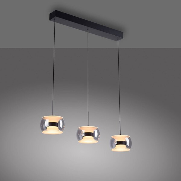 Paul Neuhaus Lampa wisząca Fumea, możliwość ściemniania, czarny, salon / jadalnia, szkło