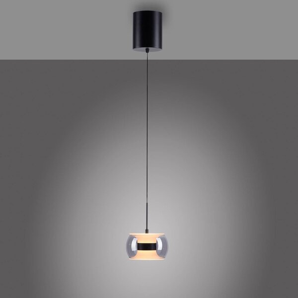 Paul Neuhaus Lampa wisząca Fumea, możliwość ściemniania, czarny, salon / jadalnia, szkło