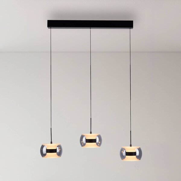 Paul Neuhaus Lampa wisząca Fumea, możliwość ściemniania, czarny, salon / jadalnia, szkło