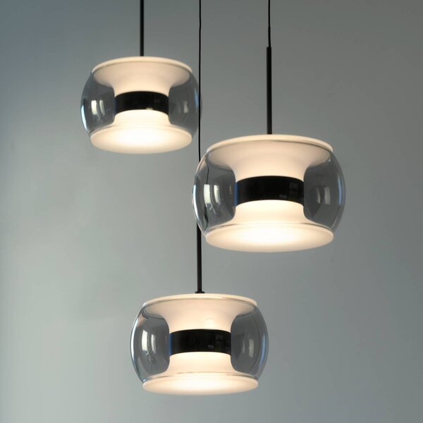 Paul Neuhaus Lampa wisząca Fumea, możliwość ściemniania, czarny, salon / jadalnia, szkło