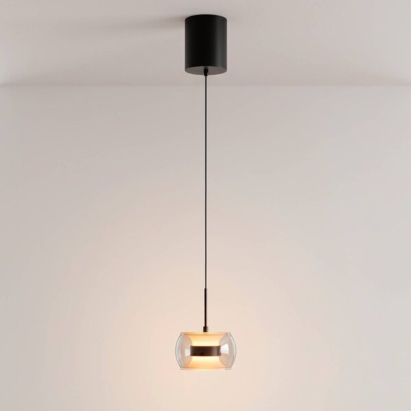 Paul Neuhaus Lampa wisząca Fumea, możliwość ściemniania, czarny, salon / jadalnia, szkło