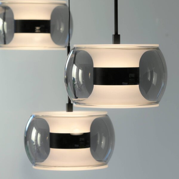 Paul Neuhaus Lampa wisząca Fumea, możliwość ściemniania, czarny, salon / jadalnia, szkło