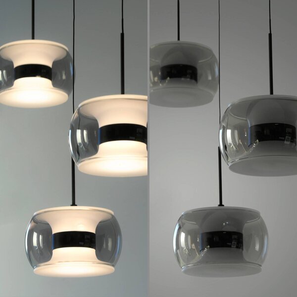 Paul Neuhaus Lampa wisząca Fumea, możliwość ściemniania, czarny, salon / jadalnia, szkło
