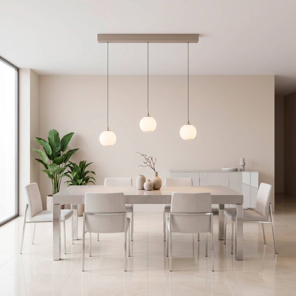 Paul Neuhaus Lampa wisząca Sandora, możliwość ściemniania, kremowy / amber, salon / jadalnia, metal, nowoczesny