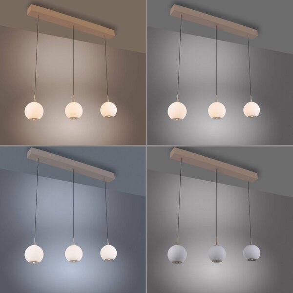 Paul Neuhaus Lampa wisząca Sandora, możliwość ściemniania, kremowy / amber, salon / jadalnia, metal, nowoczesny