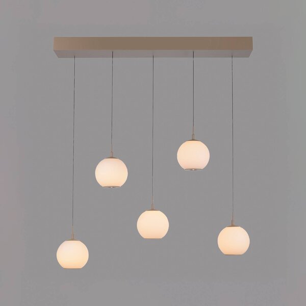 Paul Neuhaus Lampa wisząca Sandora, możliwość ściemniania, kremowy / amber, salon / jadalnia, metal, nowoczesny