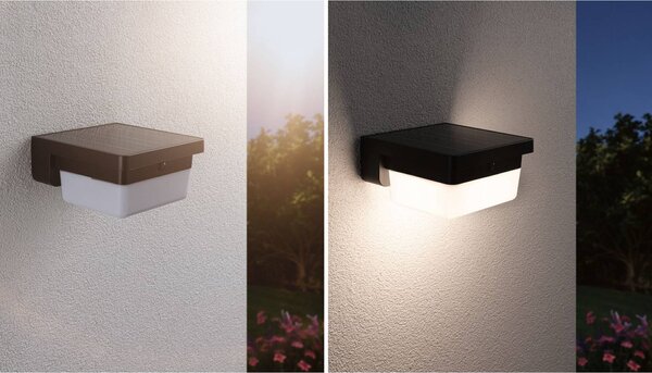 Paulmann Kinkiet LED Isleen, 230 V + Solar, czarny, 16 cm Isleen, czarny, tworzywo sztuczne, nowoczesny