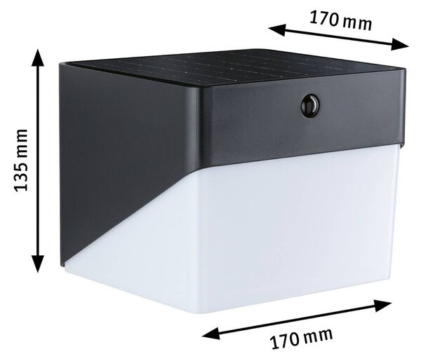 Paulmann Kinkiet LED Lioren, 230 V + Solar, czarny, 17 cm Lioren, czarny, tworzywo sztuczne, nowoczesny