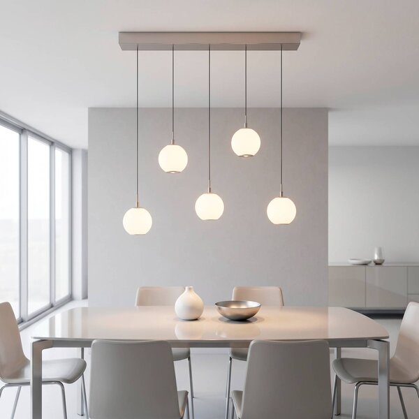 Paul Neuhaus Lampa wisząca Sandora, możliwość ściemniania, kremowy / amber, salon / jadalnia, metal, nowoczesny