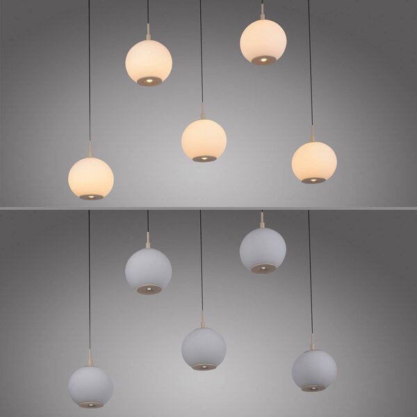 Paul Neuhaus Lampa wisząca Sandora, możliwość ściemniania, kremowy / amber, salon / jadalnia, metal, nowoczesny