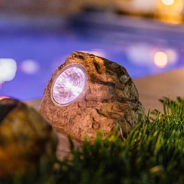 Lumisky Lampa dekoracyjna LED z zasilaniem słonecznym Rocky Brown, brązowa, zestaw 3 Brown, brązowy / rdzawy, tworzywo sztuczne