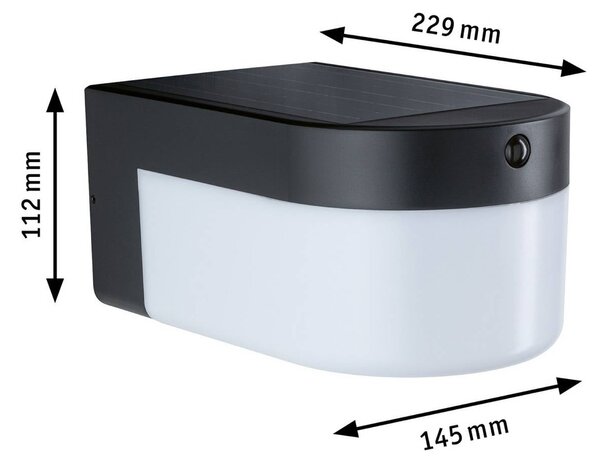 Paulmann Kinkiet LED Calyne, 230 V + Solar, czarny, 23 cm Calyne, czarny, tworzywo sztuczne, nowoczesny
