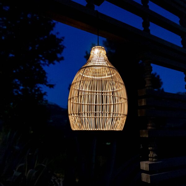 Lumisky Żyrandol LED z panelem słonecznym HOLIDAY, średnica 29 cm, beżowo-czarna, HOLIDAY, kremowy / amber, tworzywo sztuczne