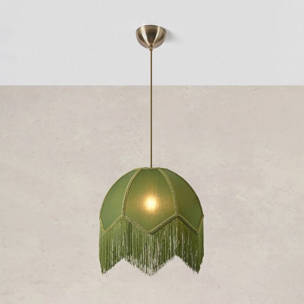 Markslöjd Lampa wisząca Gertrud, zielony, salon / jadalnia, tkanina / materiał / jedwab