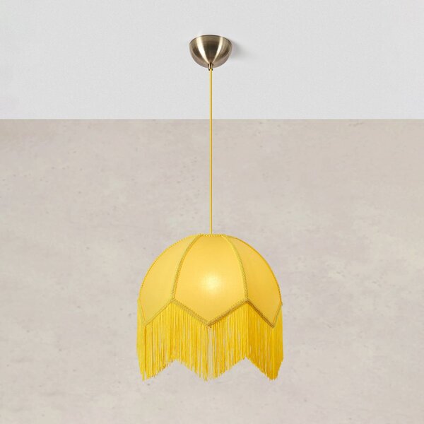 Markslöjd Lampa wisząca Gertrud, żółty / pomarańczowy, salon / jadalnia, tkanina / materiał / jedwab