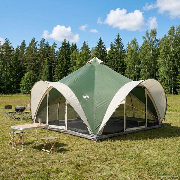 Namiot Tipi z dachem zielony 18-osobowy Poliester i Stal