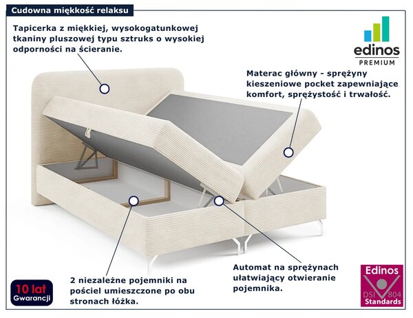 Kremowe łóżko kontynentalne 5 rozmiarów Z7-F36