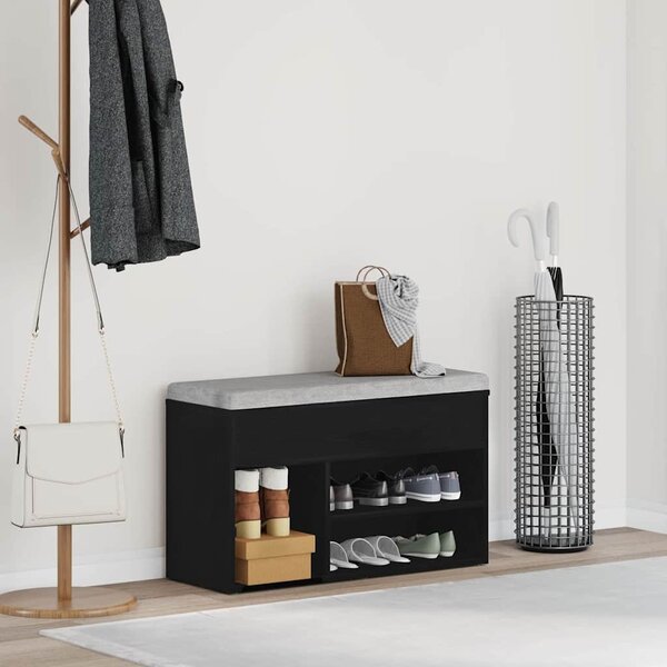 Ławka na buty 80 x 30 x 45 cm Drewno inżynieryjne Czarny Dąb
