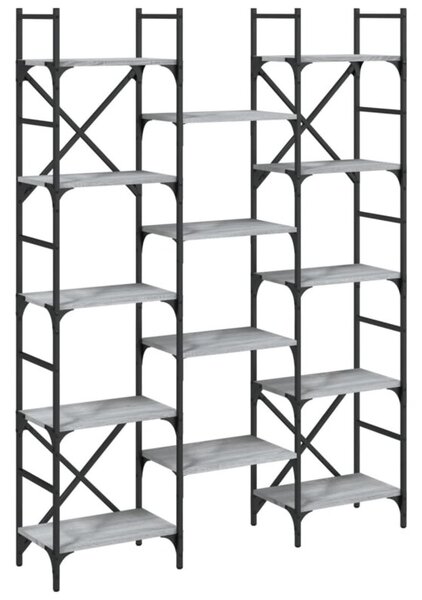 Regał na książki, szary dąb sonoma, 127,5x28,5x172,5 cm
