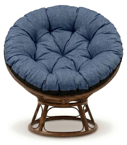 Poduszka na fotel papasan okrągła 100 cm siedzisko jeansowa z efektem lnu