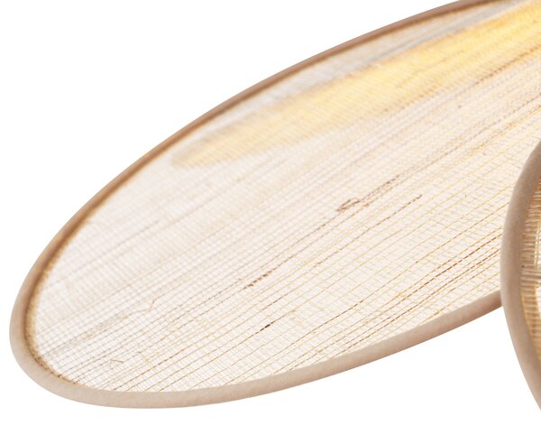 Lampa wisząca Japandi kremowa z lnianym abażurem - Aisha