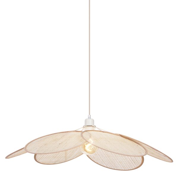 Lampa wisząca Japandi kremowa z lnianym abażurem - Aisha
