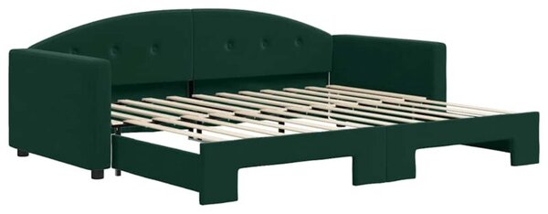 Sofa rozsuwana, ciemnozielona, 90x200 cm, aksamit