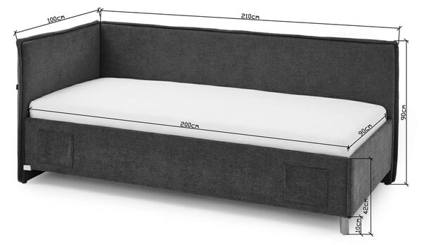 Beżowe tapicerowane narożne łóżko dziecięce ze schowkiem ze stelażem 90x200 cm Fun – Meise Möbel