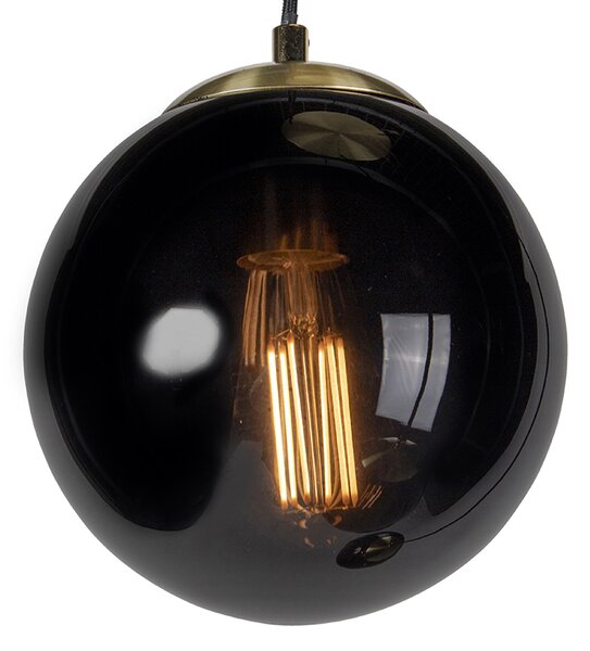 Inteligentna lampa wisząca mosiężna z czarnym szkłem 3-źródła światła z WiFi ST64 - Pallon