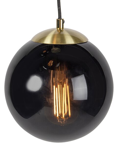 Inteligentna lampa wisząca mosiężna z czarnym szkłem z 3 Wifi ST64 - Pallon