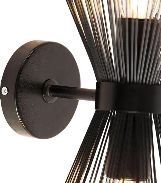Lampa ścienna art deco czarna 2-światłowa - Broom